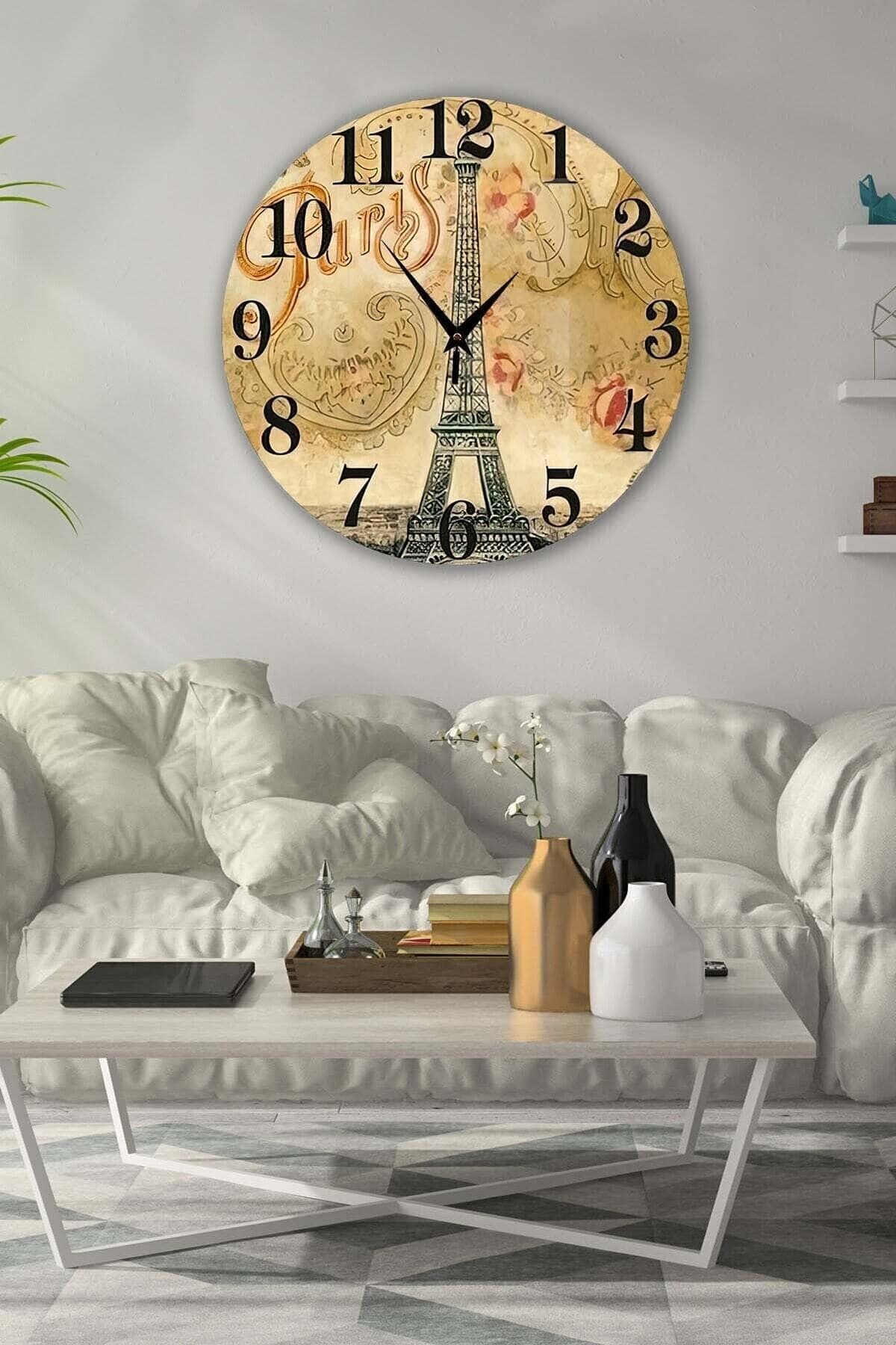 Bilge Retro Tasarımlı Duvar Saati 35x35cm - Detay