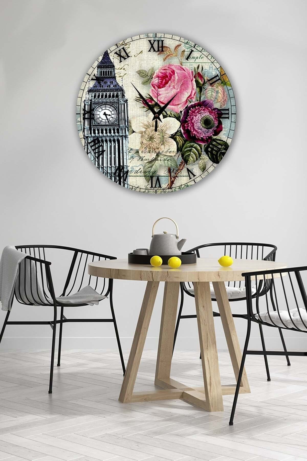 Bilge Retro Tasarımlı Duvar Saati 35x35cm - Detay
