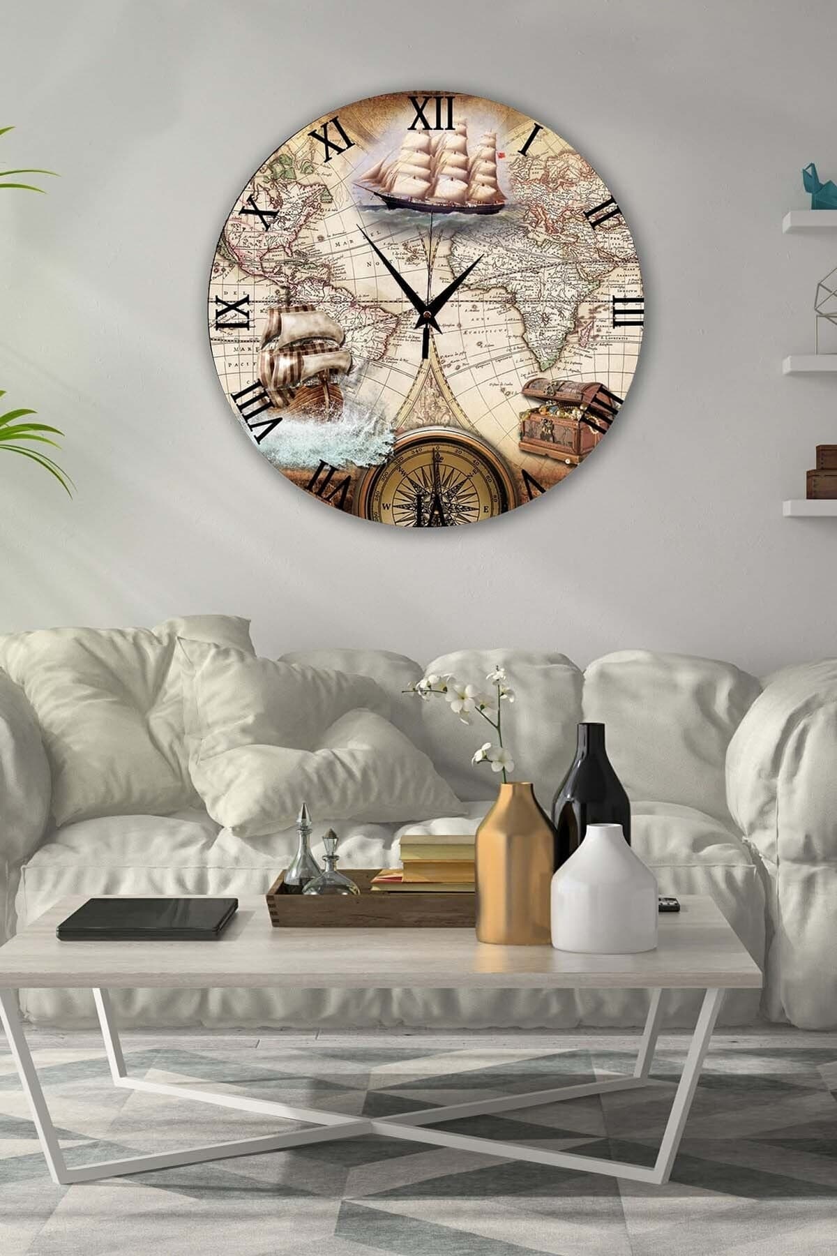 Bilge Retro Tasarımlı Duvar Saati 40x40cm - Detay