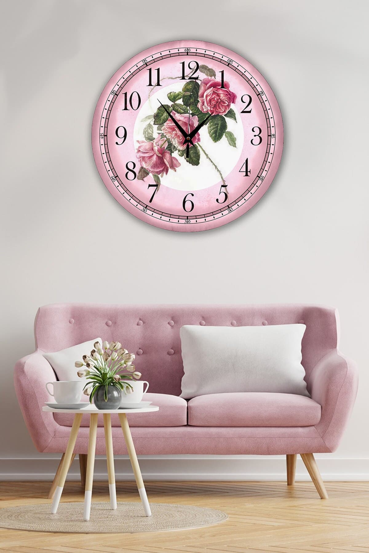 Retro Tasarımlı Duvar Saati 35x35 Cm - Detay