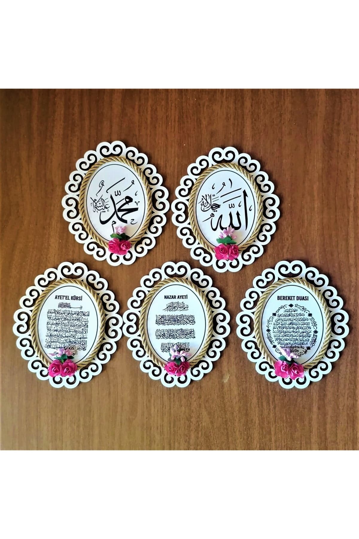 Otantik Hediyelik 5 'li Allah & Hz. Muhammed&ayet'el Kürsi&nazar Duası&bereket Duası